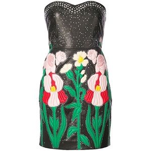 Gucci Embroidered Leather Mini Dress